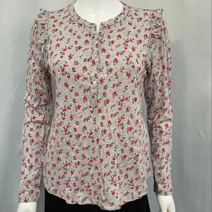 Lucky Brand Gray Floral Long Sleeves